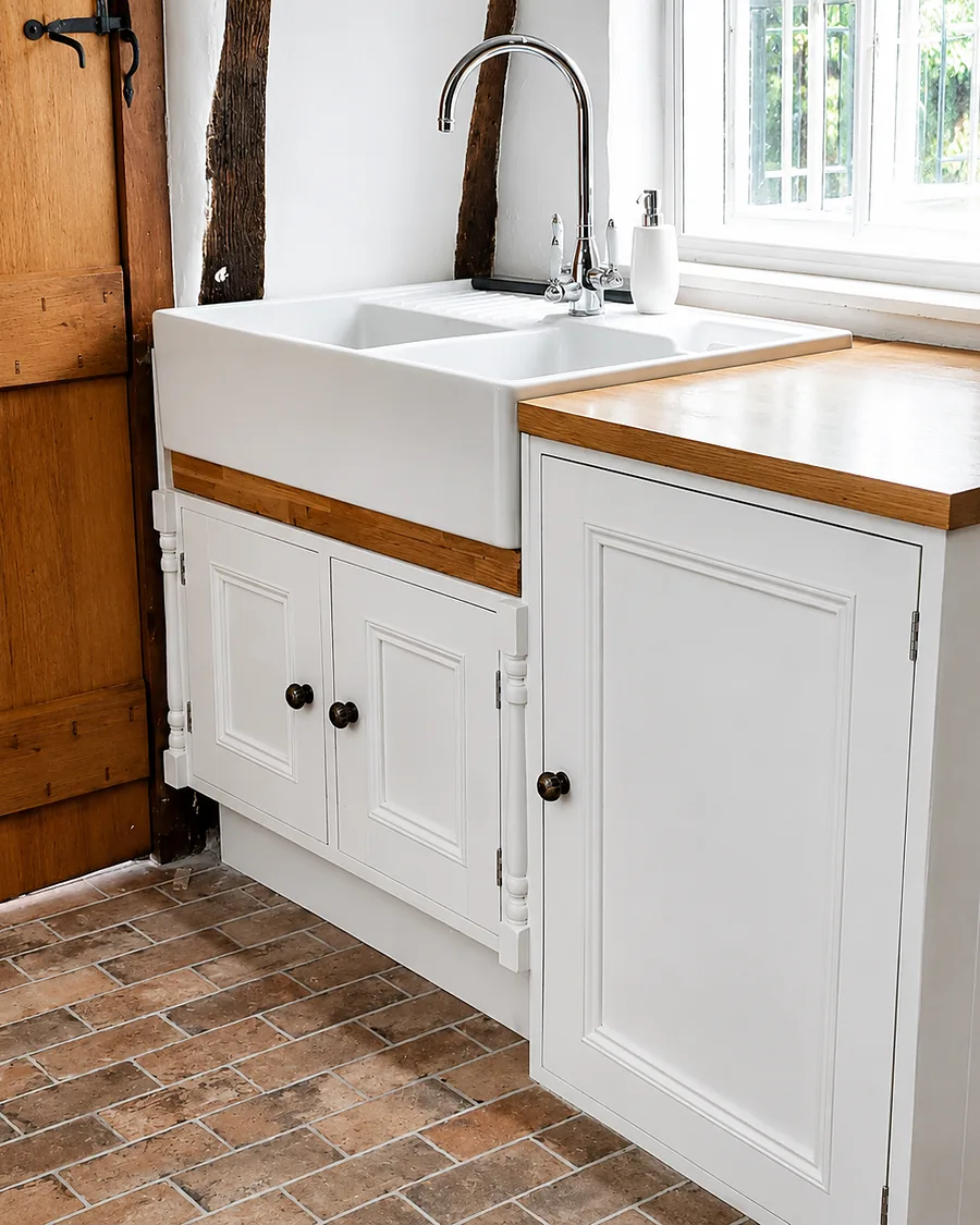 Butler sink with solid oak worktop — Detail
