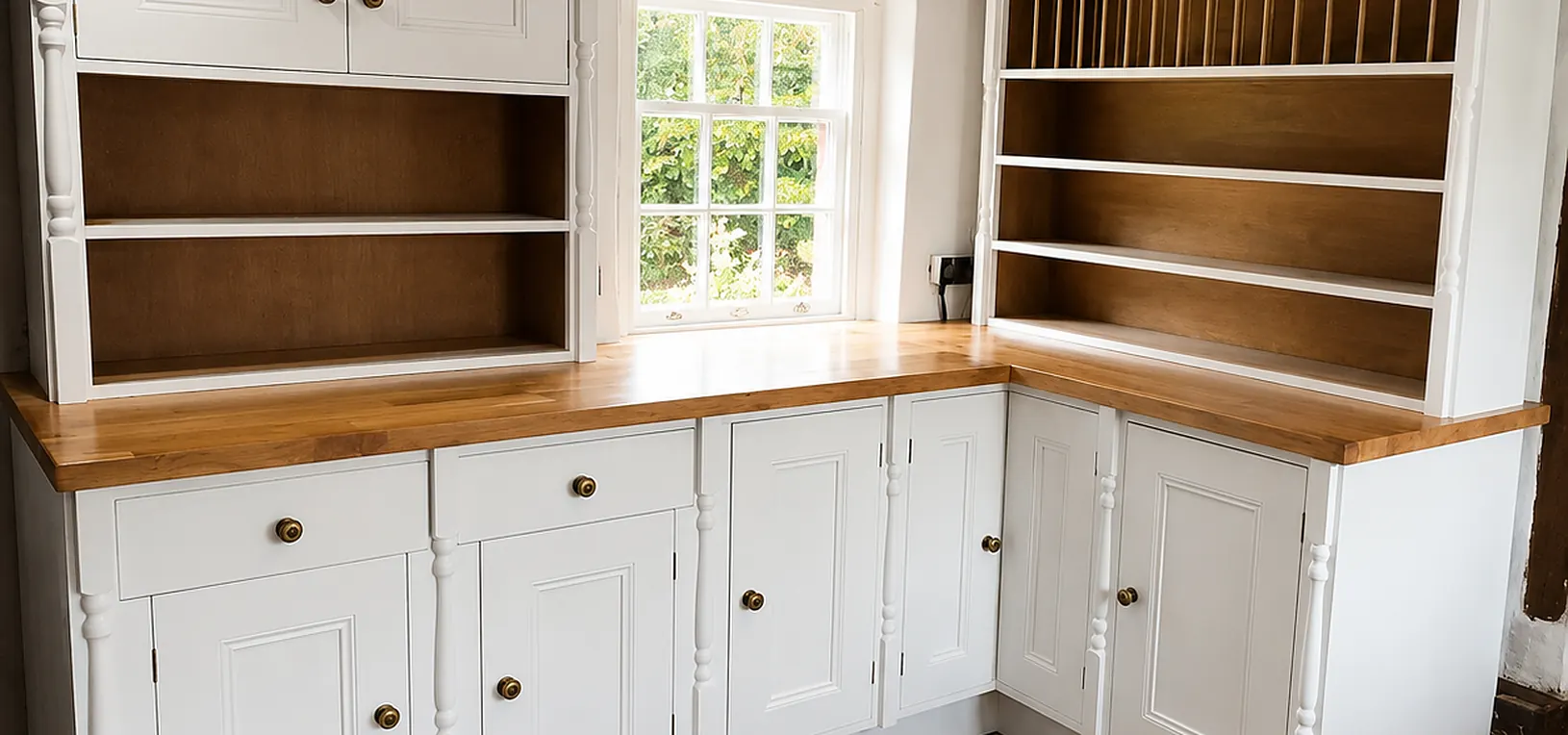 Painted Country Kitchen with a Brick Range Recess
