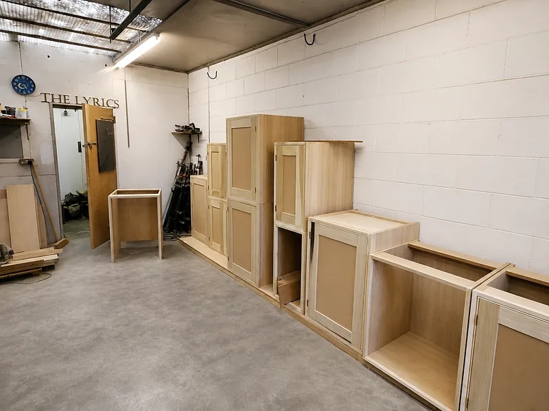 Kitchen carcasses under construction in the workshop